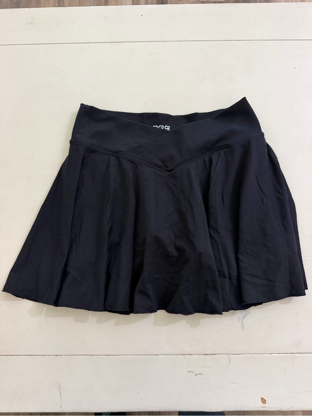 Women's Black Flared Mini Skirt with V-Waistband